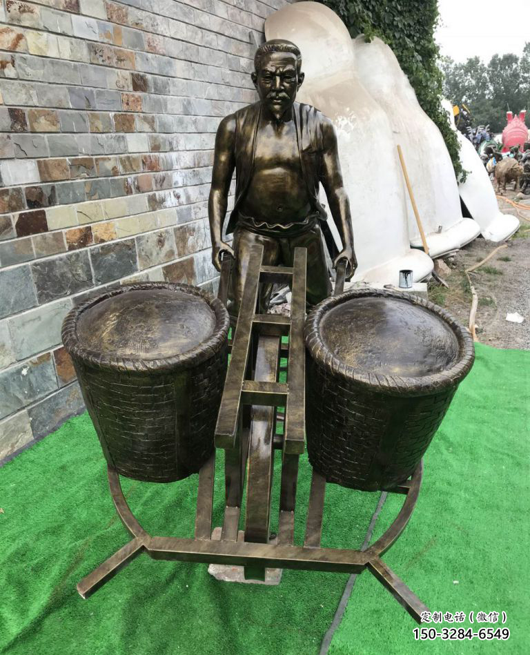 推車雕塑廠家，公園仿真人物小品，古代仿銅人物雕塑制作