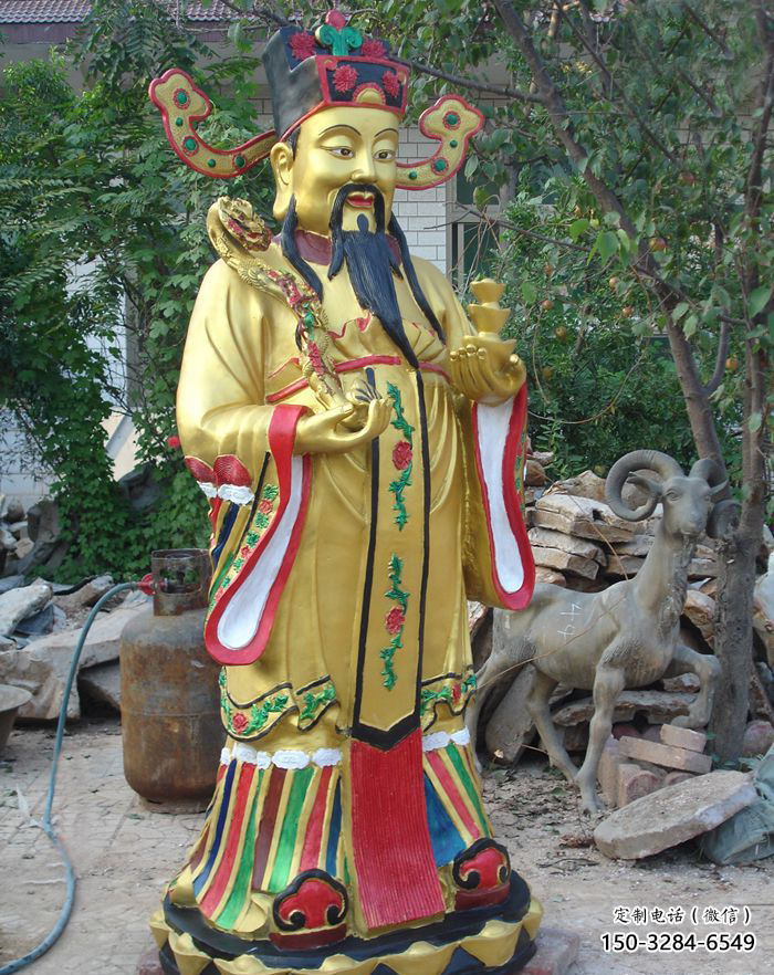 文財神雕塑廠家，彩繪玻璃鋼佛像，寺廟佛像小品