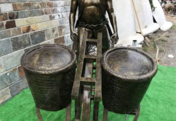 推車雕塑廠家，公園仿真人物小品，古代仿銅人物雕塑制作