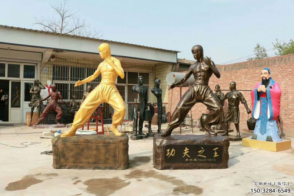 李小龍雕塑廠家，功夫人物擺件，玻璃鋼仿古人物小品