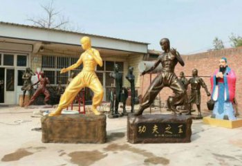 李小龍雕塑廠家，功夫人物擺件，玻璃鋼仿古人物小品