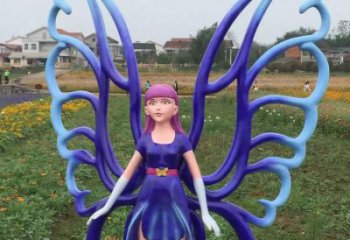 飛人雕塑廠家，蝴蝶飛人雕塑擺件，公園彩繪人物小品