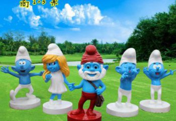 藍精靈雕塑廠家，動漫影視劇小品，彩繪玻璃鋼雕塑制作