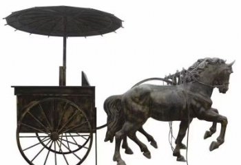 仿銅馬車雕塑廠家，公園園林雕塑，玻璃鋼馬車雕塑制作