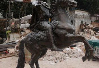 騎馬人雕塑廠家，古代士兵雕塑小品，廣場玻璃鋼人物擺件