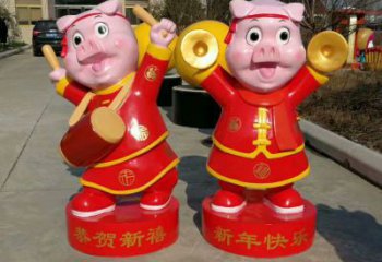 小豬佩奇雕塑廠家，卡通吉祥物雕塑，影視劇動漫雕塑小品