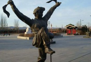 扭秧歌雕塑廠家，廣場(chǎng)民俗人物小品，仿銅扭秧歌雕塑廠