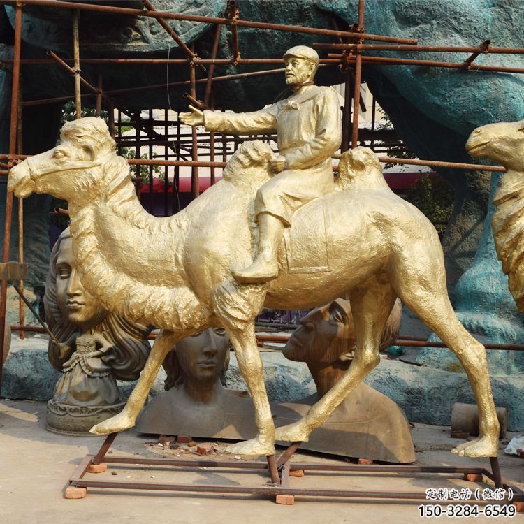 絲綢之路雕塑廠家，古代商隊人物，駱駝運輸?shù)袼苄∑? title=