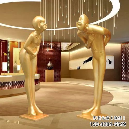 迎賓雕塑廠家，大型飯店酒店人物擺件，禮儀文化雕塑小品
