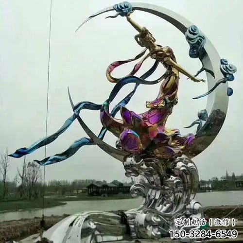 嫦娥奔月雕塑廠家，神話愛情人物小品，公園廣場雕塑