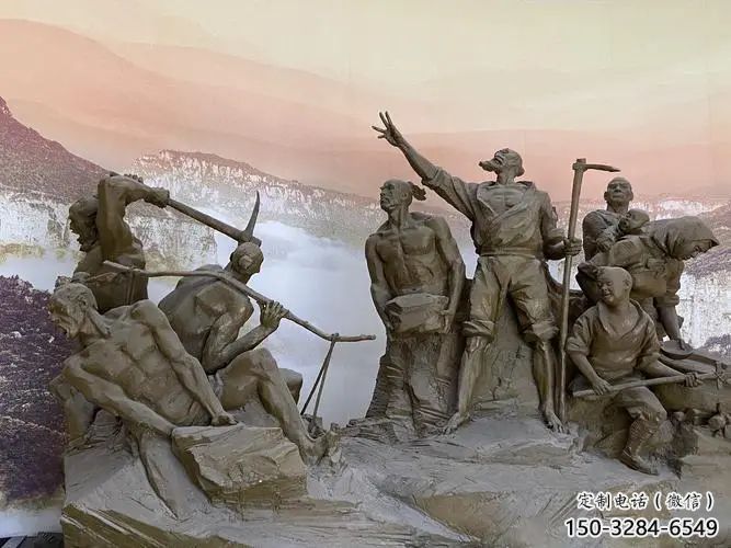 愚公移山雕塑廠家，歷史典故小品，公園古代人物雕塑