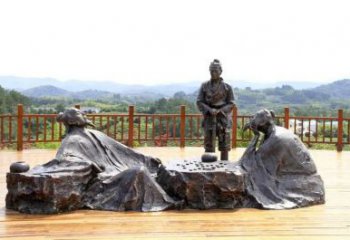 對(duì)弈雕塑廠家，公園古代人物小品，玻璃鋼對(duì)弈人物雕塑