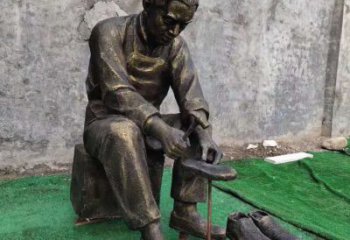修鞋匠雕塑廠家，街頭手藝人雕塑，玻璃鋼修鞋匠雕塑制作