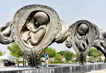 嬰兒雕塑廠家，醫(yī)院孕育主題雕塑，玻璃鋼嬰兒雕塑制作