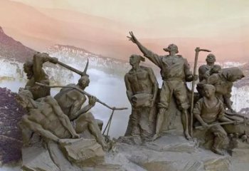 愚公移山雕塑廠家，歷史典故小品，公園古代人物雕塑