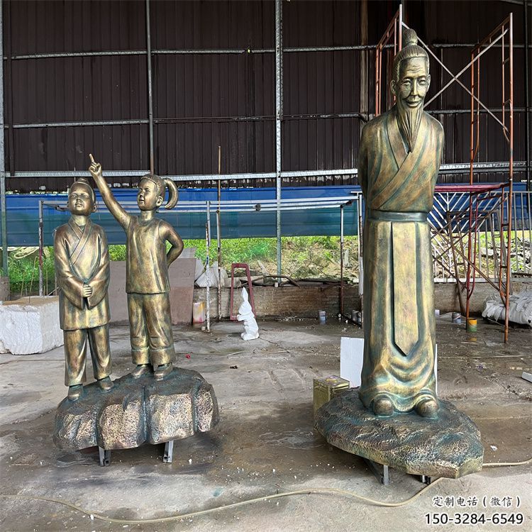 書生雕塑廠家，古代私塾人物小品，玻璃鋼書生雕塑制作