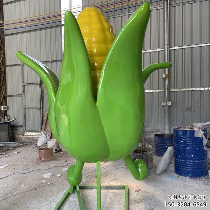 玉米雕塑廠家，農(nóng)作物植物擺件，玻璃鋼卡通玉米雕塑