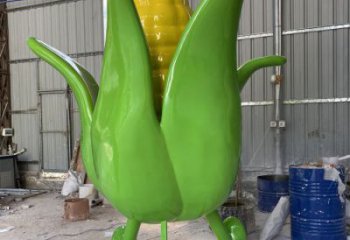 玉米雕塑廠家，農(nóng)作物植物擺件，玻璃鋼卡通玉米雕塑