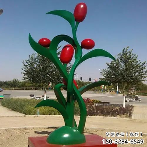 棗雕塑，農作物公園小品，玻璃鋼仿真棗雕塑廠家