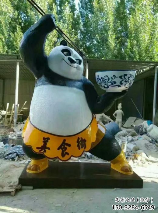 熊貓雕塑廠家，卡通動物擺件，玻璃鋼彩繪熊貓雕塑廠
