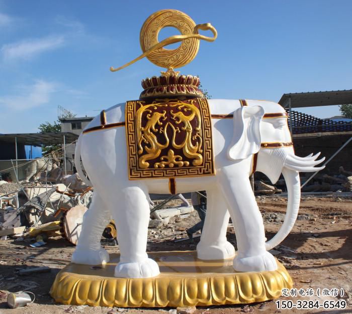 大象雕塑廠家，彩繪動(dòng)物擺件，玻璃鋼仿真大象雕塑廠