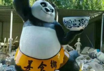 熊貓雕塑廠家，卡通動(dòng)物擺件，玻璃鋼彩繪熊貓雕塑廠