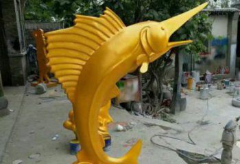 劍魚雕塑廠家，仿真玻璃鋼劍魚雕塑，創(chuàng)意動(dòng)物擺件