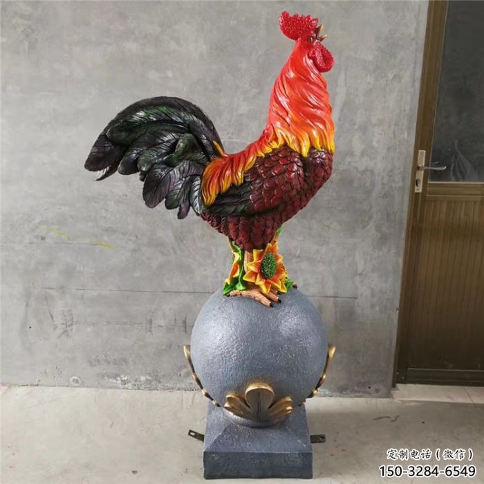 公雞雕塑廠家，家禽動物擺件，仿真彩繪公雞雕塑