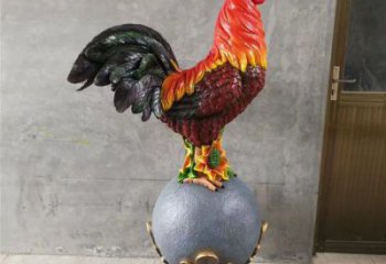 公雞雕塑廠家，家禽動物擺件，仿真彩繪公雞雕塑