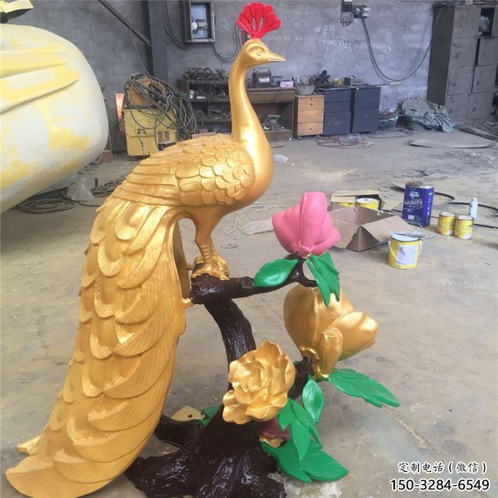 鳳凰雕塑廠家，玻璃鋼鳳凰雕塑廠，商場動物小品