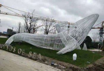 鯨魚雕塑廠家，鏤空動物擺件，公園仿真鯨魚雕塑制作