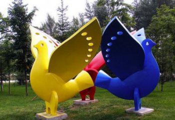 鴿子雕塑廠家，仿真飛鳥擺件，公園彩繪鴿子雕塑小品