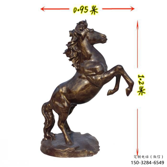 奔馬雕塑廠家，古銅色動(dòng)物擺件，仿真玻璃鋼奔馬雕塑廠