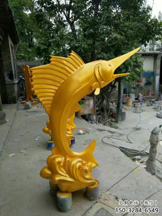 幾何劍魚(yú)雕塑 庭院仿真雕塑 彩繪擺件 幾何劍魚(yú)雕塑 庭院仿真雕塑 彩繪擺件