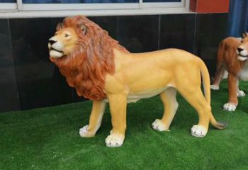 彩繪獅子雕塑 仿真動(dòng)物雕塑 步行街?jǐn)[件