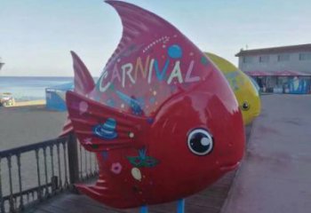 彩繪金魚(yú)雕塑 仿真海洋生物雕塑 步行街?jǐn)[件