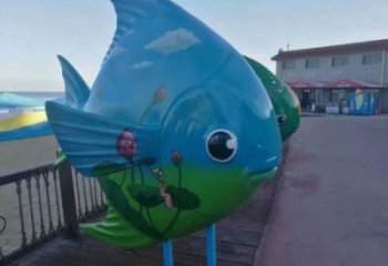 幾何金魚(yú)雕塑 庭院仿真雕塑 彩繪擺件