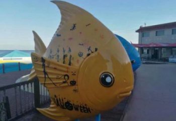 庭院金魚(yú)雕塑 城市古銅色雕塑 音樂(lè)小品