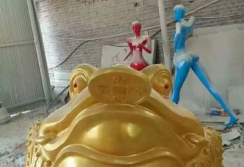 店門口金蟾雕塑 創(chuàng)意招財(cái)動物雕塑 仿真擺件