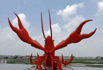 彩繪龍蝦雕塑 仿真動物雕塑 步行街擺件