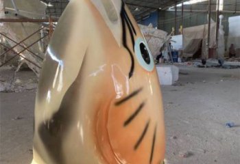 抽象魚頭雕塑 店門口彩繪雕塑 步行街擺件