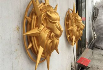 大型獅子頭雕塑 商業(yè)街廣場雕塑 古銅色擺件