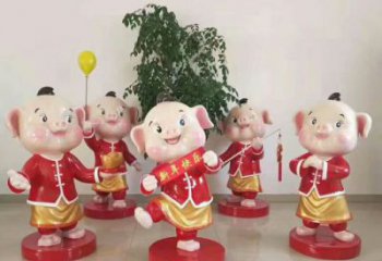 彩繪小豬佩奇雕塑 卡通雕塑 步行街?jǐn)[件