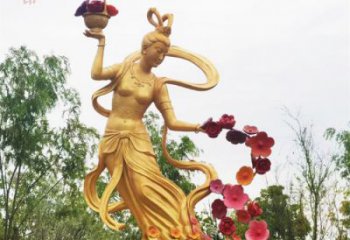 彩繪天女散花雕塑 大型城市雕塑 商業(yè)街擺件