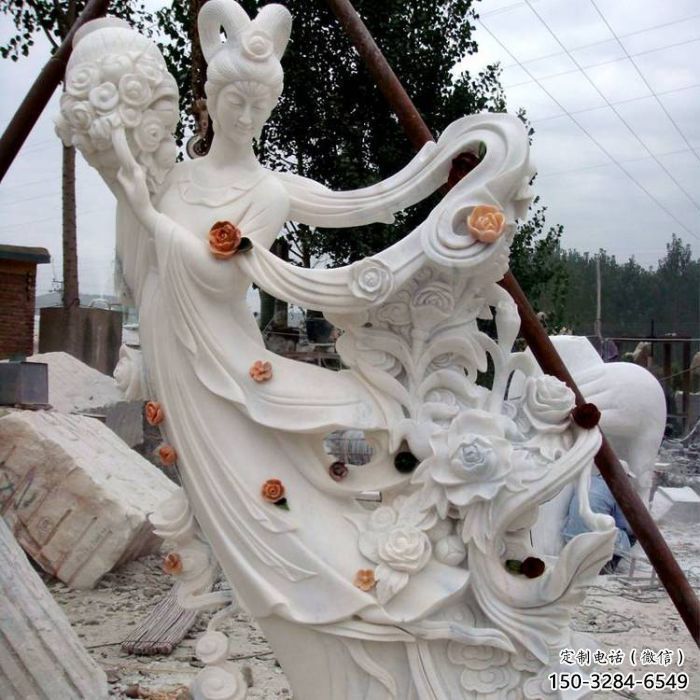 公園天女散花雕塑 酒店門口雕塑 彩繪擺件 公園天女散花雕塑 酒店門口雕塑 彩繪擺件