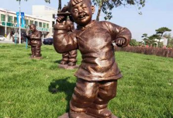 街道小孩子雕塑價(jià)格 現(xiàn)代景觀玩耍雕塑 彩繪童趣雕塑