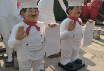 廚師雕塑效果圖 拉絲卡通雕塑 步行街動(dòng)漫雕塑