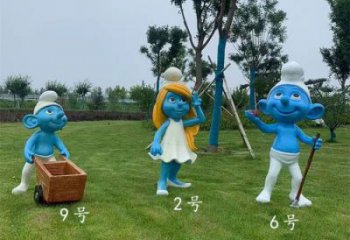 步行街藍(lán)精靈雕塑價(jià)格 游樂場(chǎng)景觀卡通雕塑 戶外動(dòng)漫雕塑