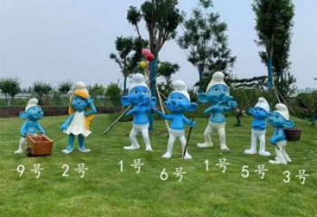大門口藍(lán)精靈雕塑制造商 公園卡通雕塑 仿真動(dòng)漫雕塑