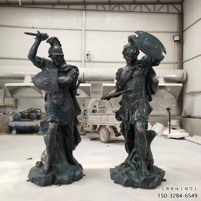 古銅色武士雕塑產(chǎn)品 大型城市雕塑 商業(yè)街?jǐn)[件